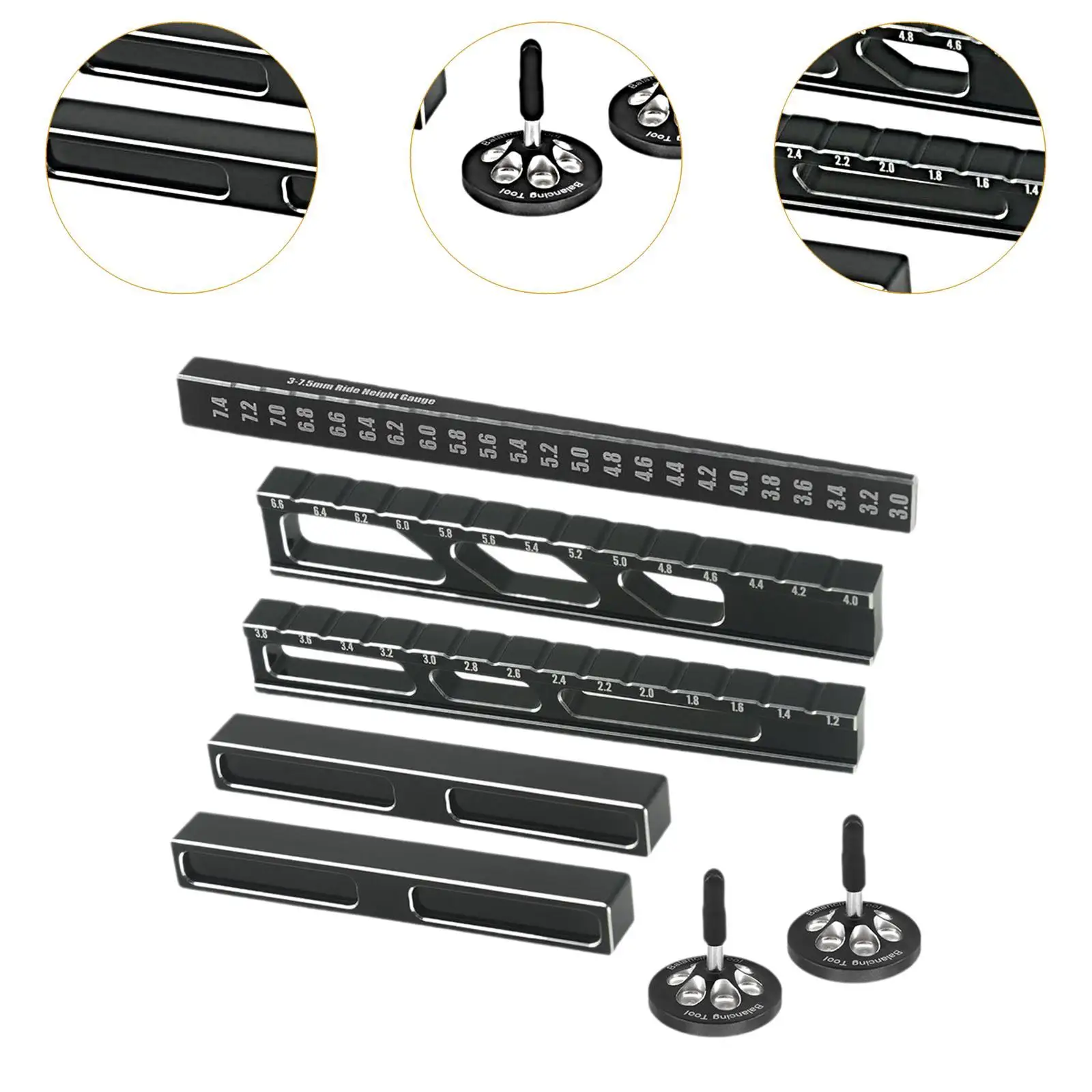 1/10 RC Car Height Ruler Aluminum Alloy Downstop Measuring Tool for Chassis Ride Height Adjustment