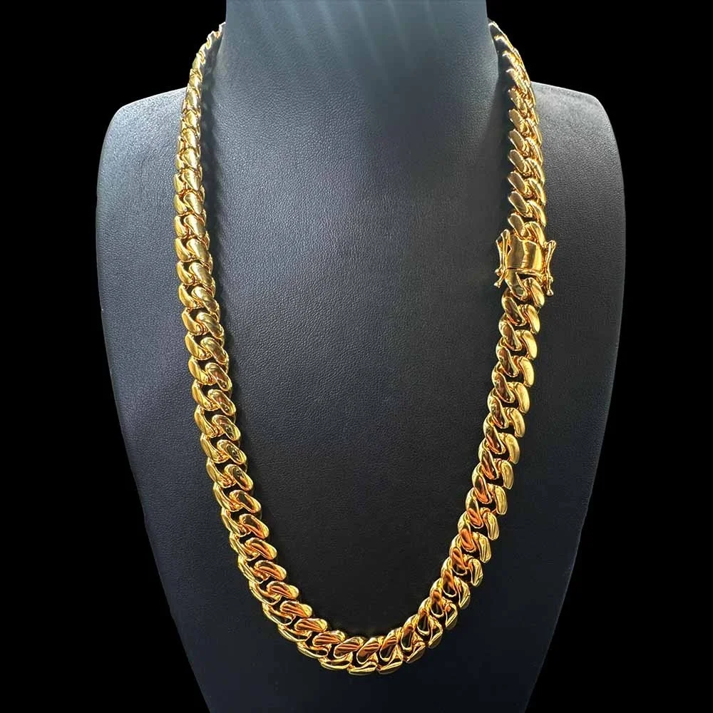 Limited Plain Cuban Link Chain 12mm Brass Cuban Chain Bracelet Hip Hop Miami Cuban Link Chain