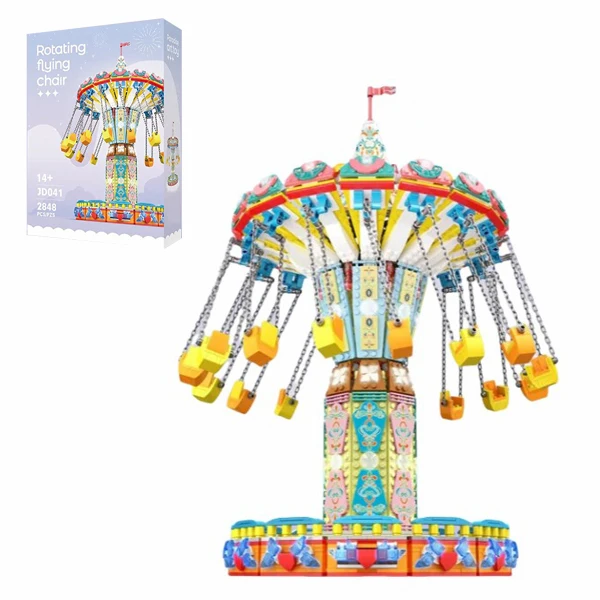 2848PCS Creative Expert Pretpark Elektrische Roterende Vliegende Stoel Bouwstenen Model DIY Montage Speelgoed Cadeau voor Kid