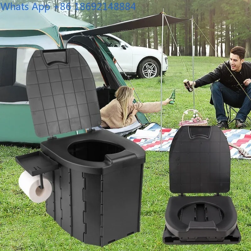 

Outdoor Folding Toilet with Lid Camping Toilet Adult Car Toilet Portable Mobile
