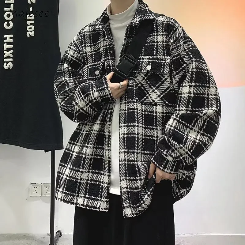 

Plaid Jackets Men Leisure All-match Loose Korean Style Temperament Tender Stylish Slouchy Normcore Prevalent Advanced Ins