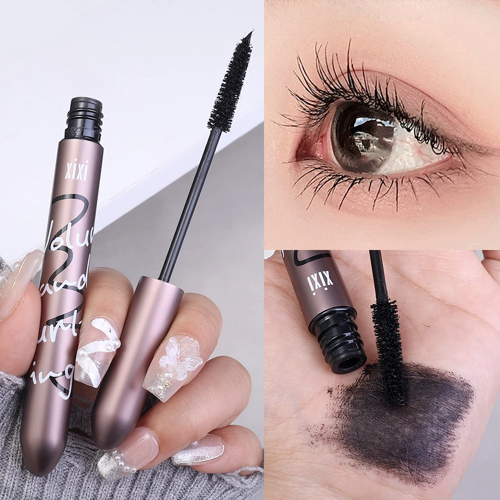 4D Long Lasting Silk Fiber Mascara Brown Black Natural Lengthens Eyelashes Extra Volume Waterproof Fast Dry Non-smudge Mascara