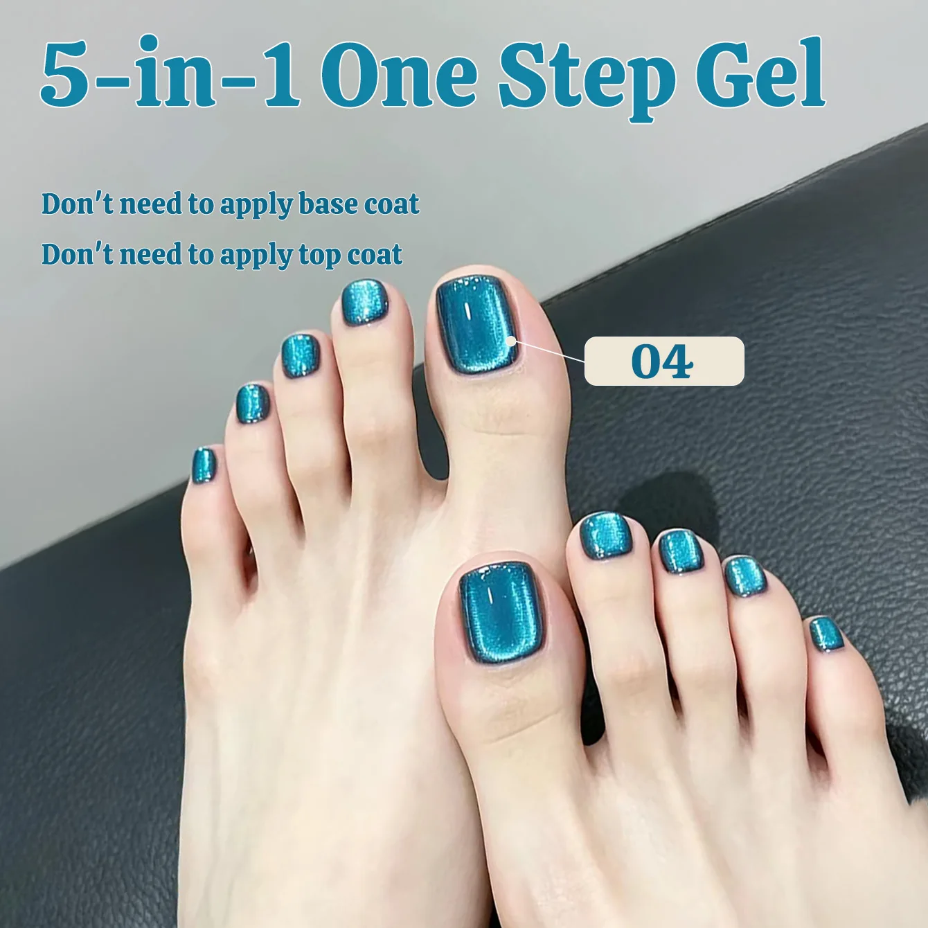 SHAKA 1pcs 5-in-1 One-Step Gel Whitening Dark Green Cat Eye Gel Nail Polish Summer Popular Blue Toenail Cat Eye Blue Nail Art