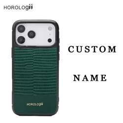 Horologii Monogrammed for Iphone 17 16 12 13 14 15  Pro Case Lizard Pattern Leather Phone Business Style Dropship