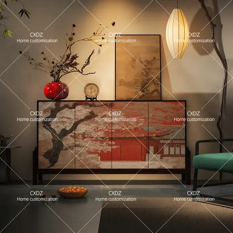Song-style aesthetic entrance partition cabinet Chinese-style living room tea room retro locker dining side cabinet