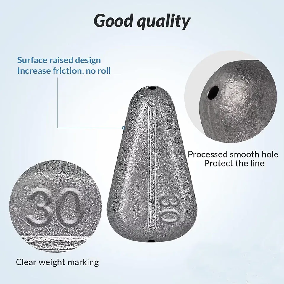 High Quality 10g-100g Flat Heart-Shaped Fish Weight Fishing Sinkers Fishing Tackle Fishing Accessories