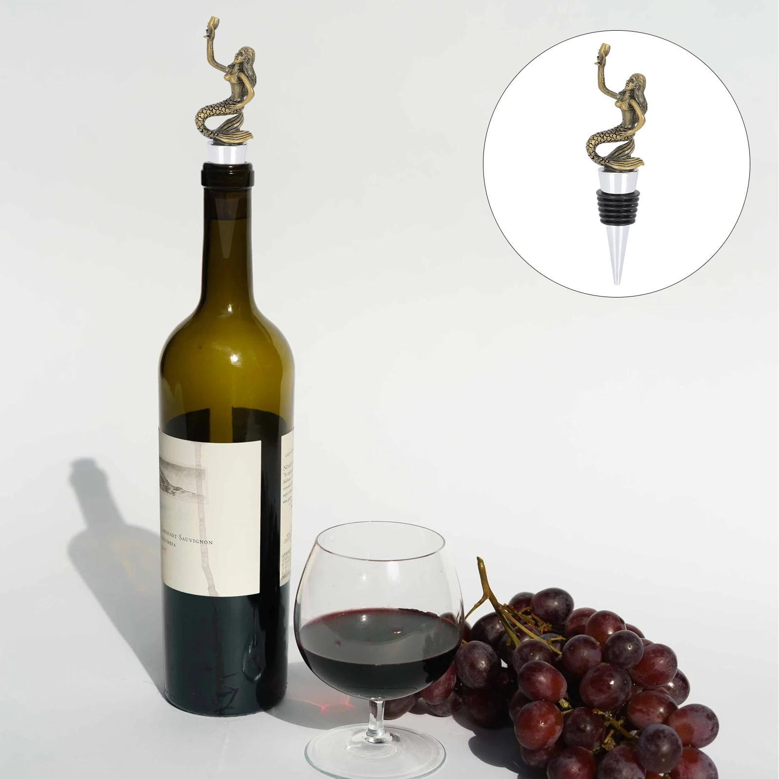 

Mermaid Bottle Stopper Reusable Airtight Seal Plug For Wine Oil Vinegar Sealing Bottle Stopper Decorative Mermaid Shape Flat