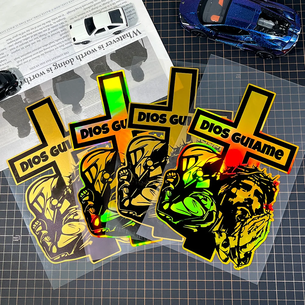 

waterproof and durable faith car sticker, suitable for windows Spanish style God Guide Me motorcycle sticker,