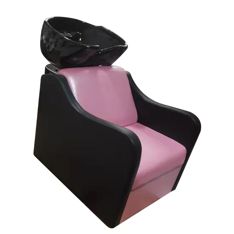 

-New Hair Salon Equipment Pink Back Shampoo Chair Parts Salon Salon Shampoo Bowls and Chairs Classic Shampoo Chair
