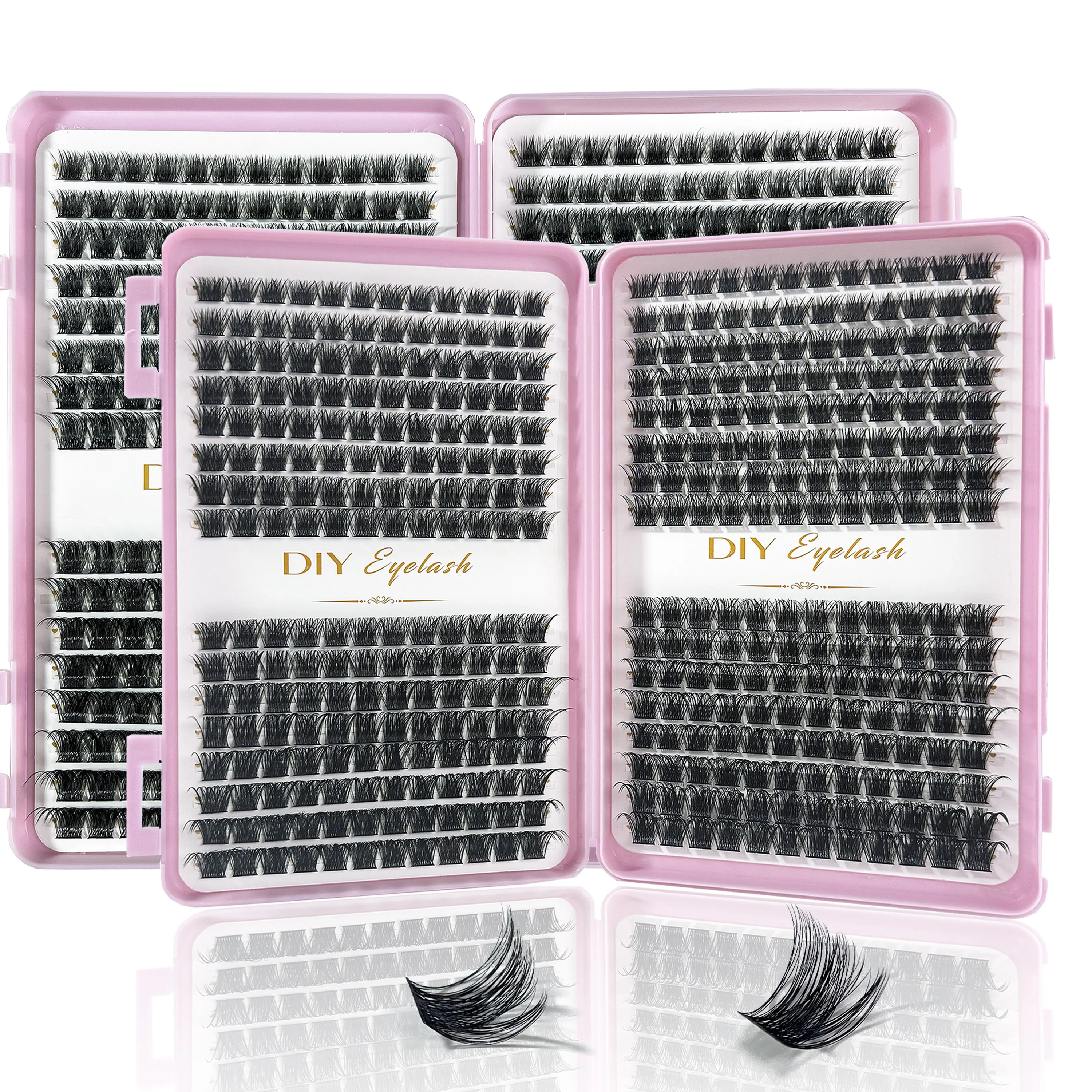 384 Uds grupo de pestañas postizas de visón sintético extensión de pestañas naturales 8-16mm mezclado DIY grueso Individual herramienta de maquillaje en racimo de pestañas