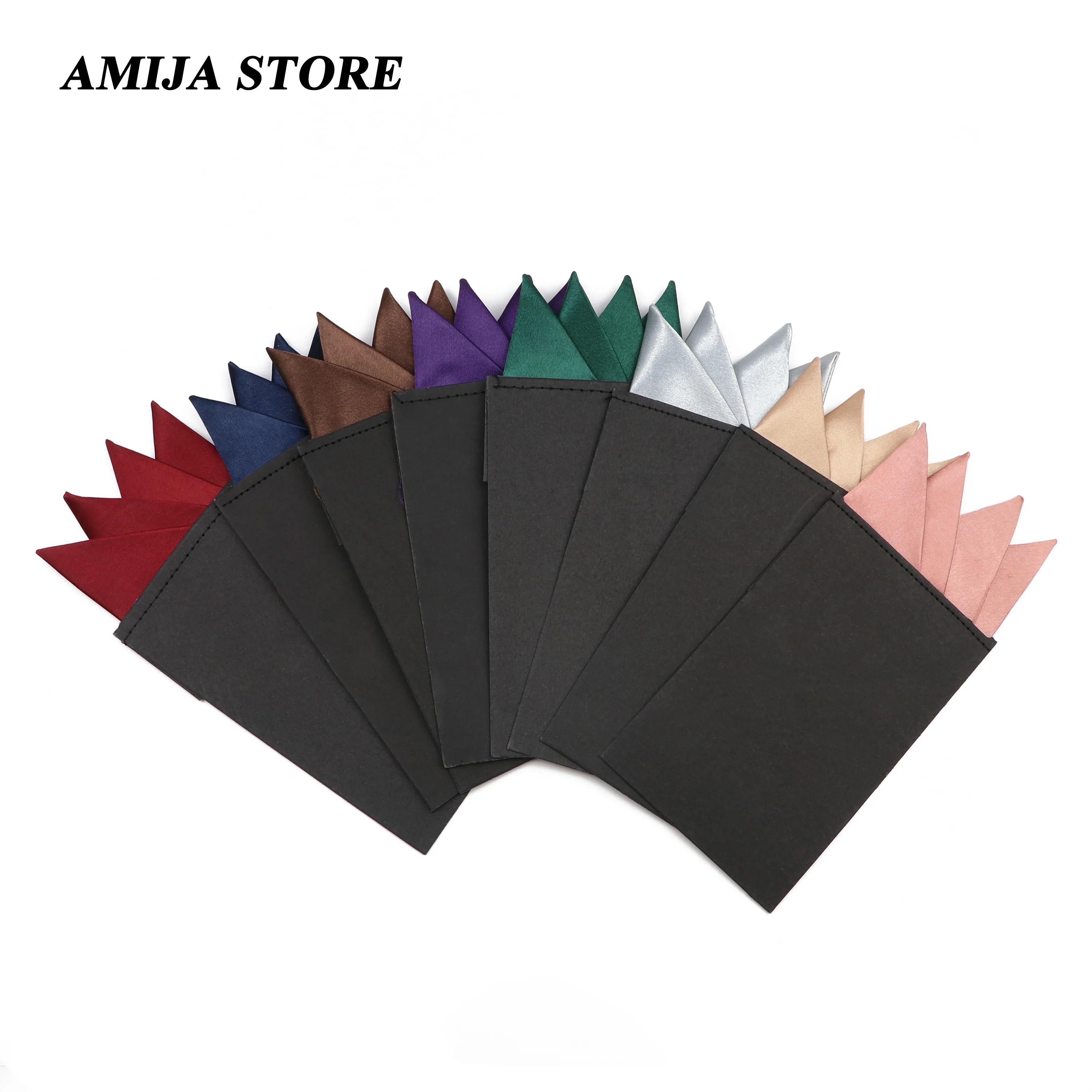 Men Satin Solid Color Handkerchief Plain Suits Pocket Square Fashion Pre-folded Pocket Square For Wedding Party For Men Acceosso