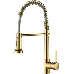 Spring faucet pull kitchen cold and hot multifunctional telescopic rotating wash basin faucet