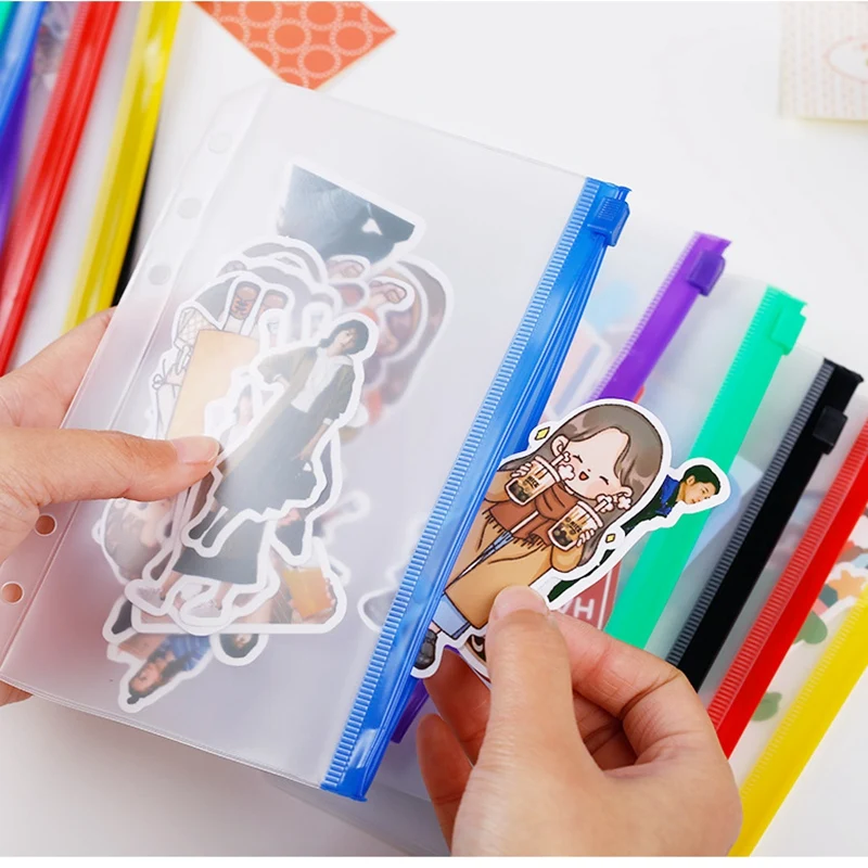 Colorful A5 A6 Spiral Notebook Accessories Loose-Leaf Diary Zipper Bag Spiral Pouch 6-Holes Storage