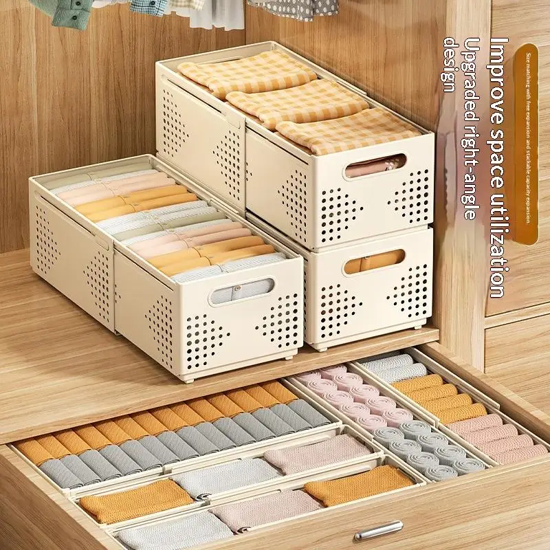 ●Retractable Plastic Cabinet Storage Box Stackable Expandable Organizer For Kitchen Pantry