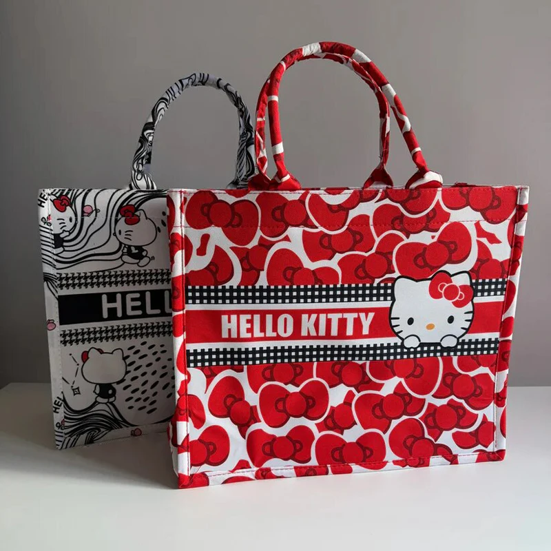 

Sanrio New Hello Kitty Shopping Bag Large Capacity Tote Canvas Handbag, Commuting Cartoon Cute Large Capacity Bag Girls Gift