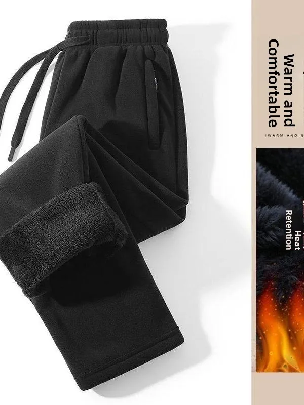 

Thiened Fce Men's Winter Casual Pants Large Size Harlan Bright Surface Cotton Trousers Stand Fit Youth Trend Winter C...