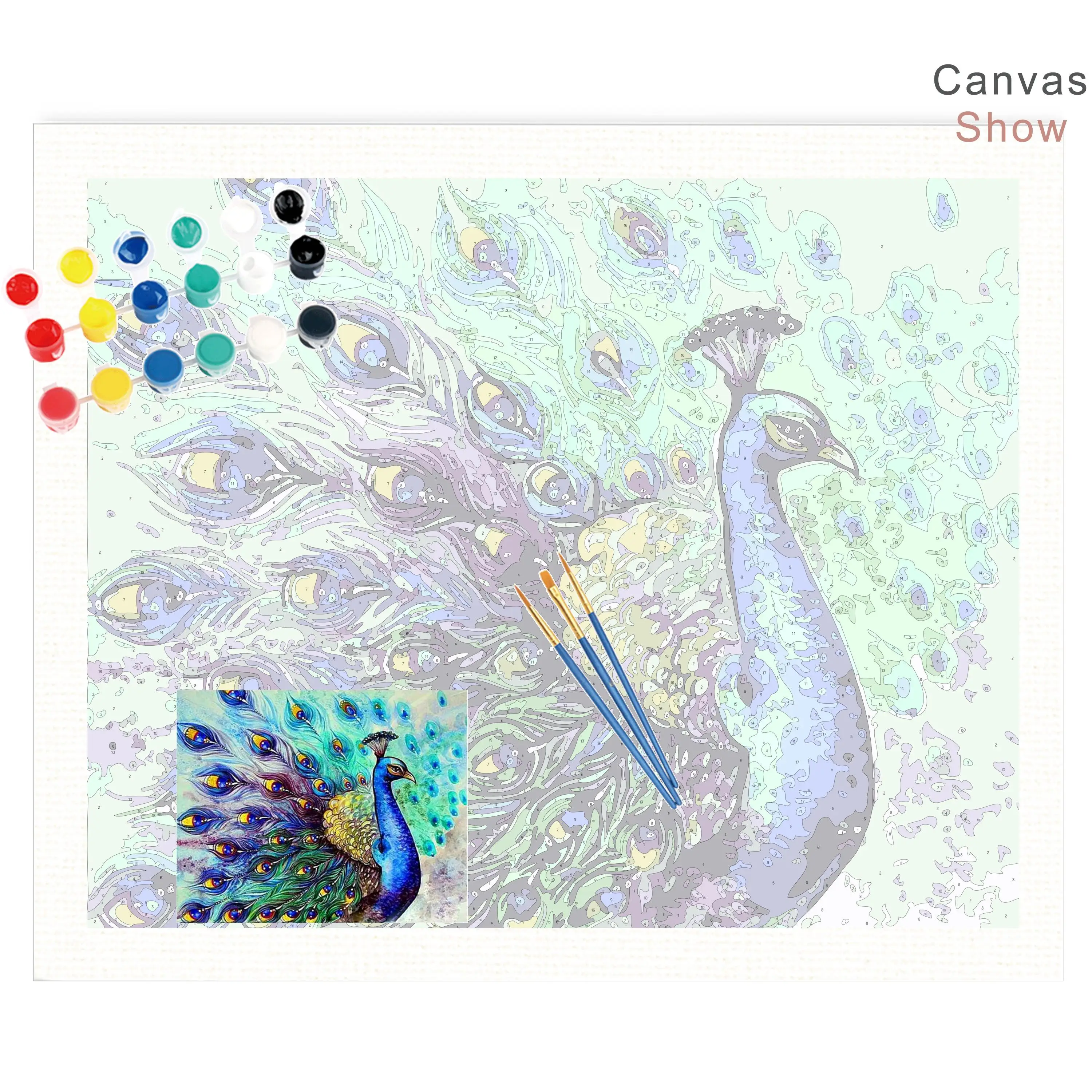 CHENISTORY Frameless Peacock Animals DIY Painting By Numbers Kits Acrylic Paint By Numbers Home Wall Art Decor Unique Gift