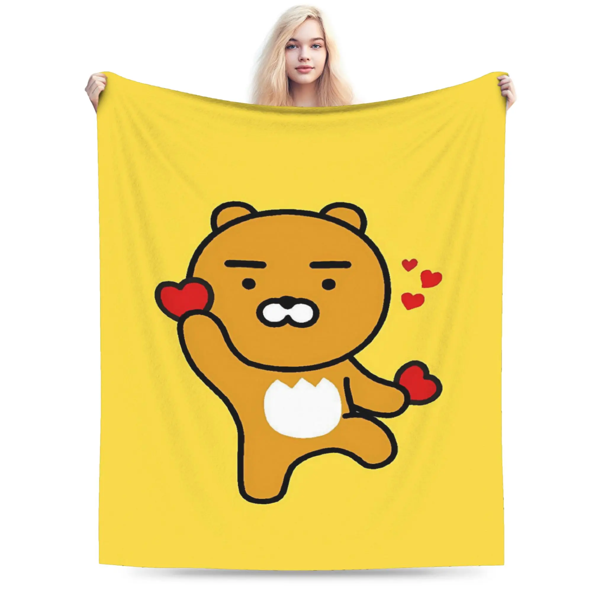 K-Kakaos F-Friends Flannel Blanket Winter Choonsik Warm Soft Throw Blanket for Students Bedroom Novelty Bedspread Sofa Bed Cover