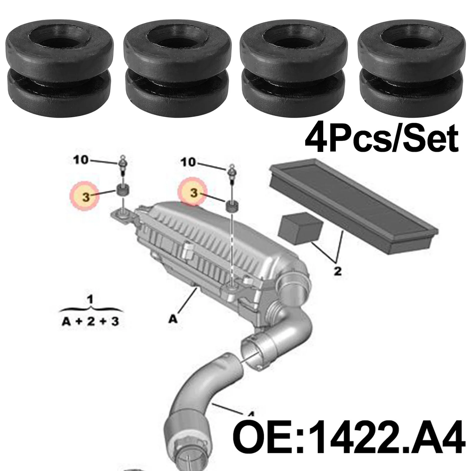 4X For Citroen C3 C4 II AIRCROSS PICASSO CACTUS BERLINGO JUMPY Air Filter Box Housing Mounting Rubber Grommet Buffer 1623159380