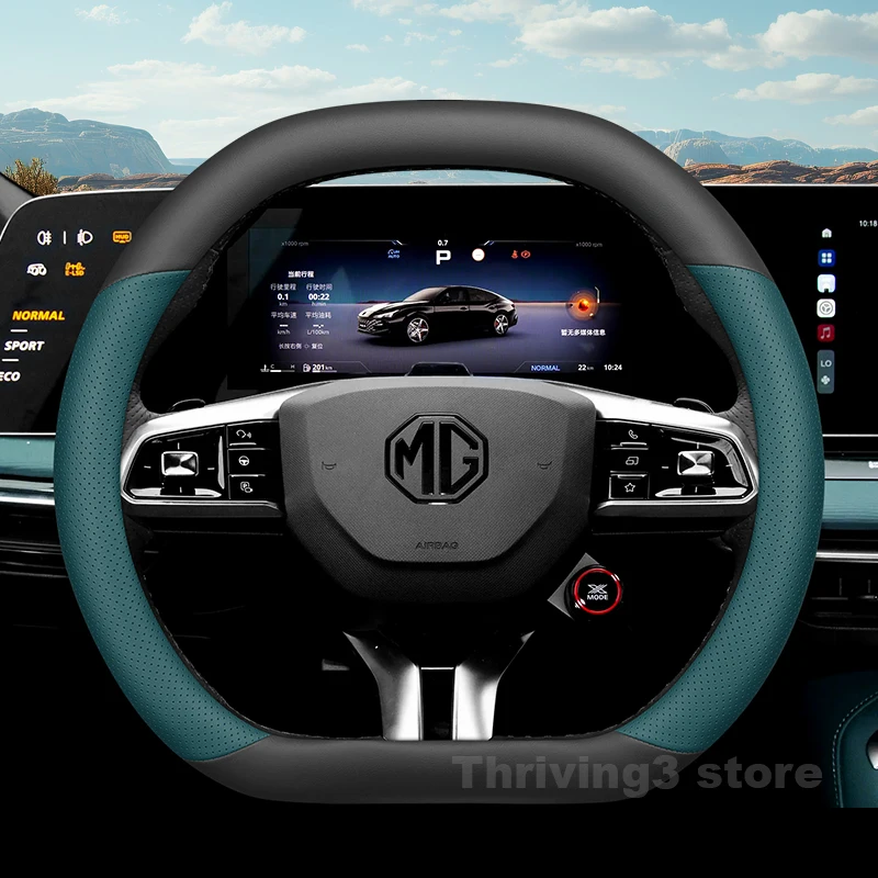 

Leather Car Steering Wheel Cover For ALL NEW MG7 MG 4 xpower ZS Hybrid MG4 EV HS 2024 2025 Auto interior MG 4 xpower Accessories