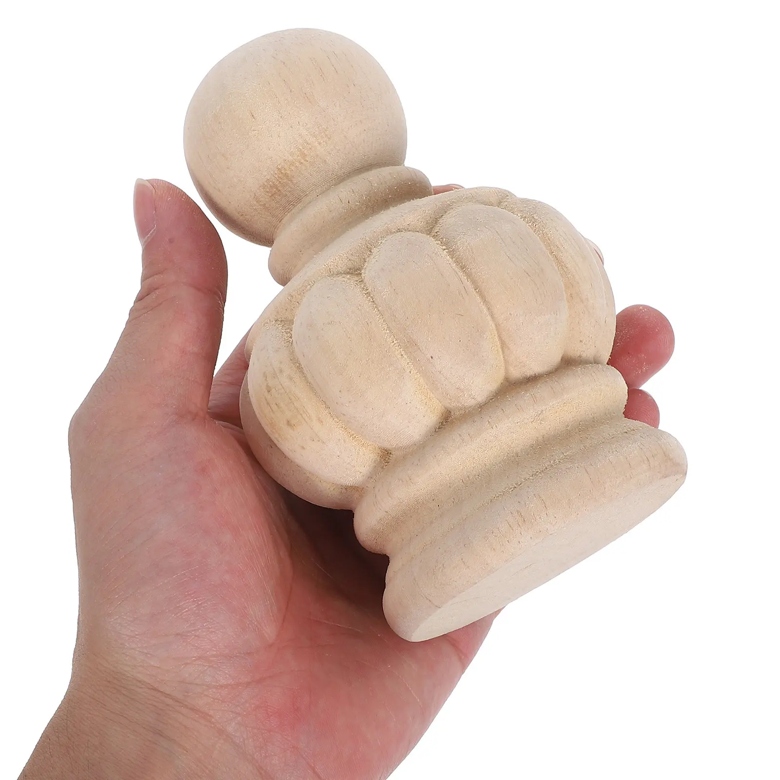Wood Finial Pineapple Staircase Post Cap Unfinished Decorative European Style Carved Sculpture Home Decor DIY Project