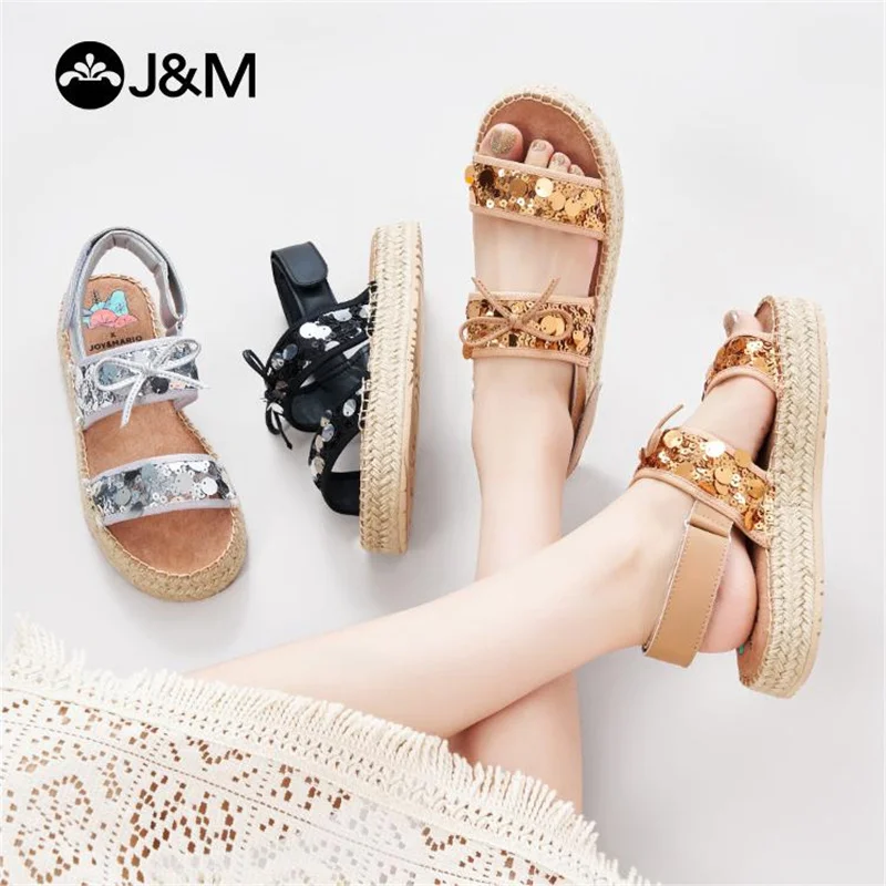 J & M-Mules à paillettes pour femmes, espadrilles décontractées, sandales d'été, chaussures de poisson, chaussures Suffolk, pantoufles de plage