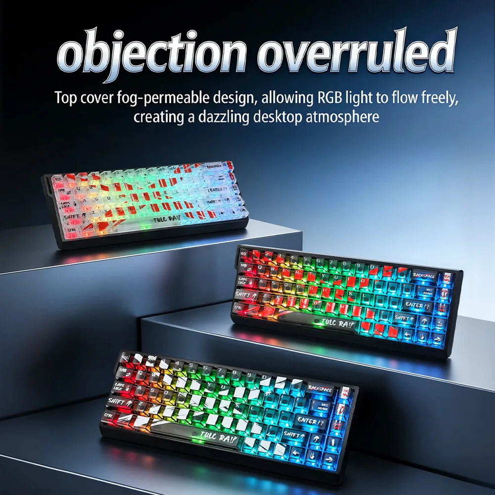 136Keys Transparent PC Keycaps Set Cherry Profile UV Printing Fully Transparent Fog-Permeable DIY Keycap for Mechanical Keyboard