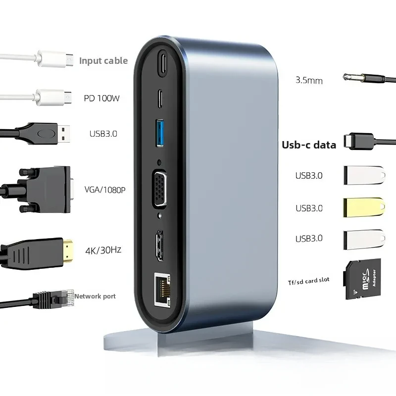 

Vertical 12-Port Docking Station HD Dual Screen 4K Display Compatible with Mac Computer Workstation