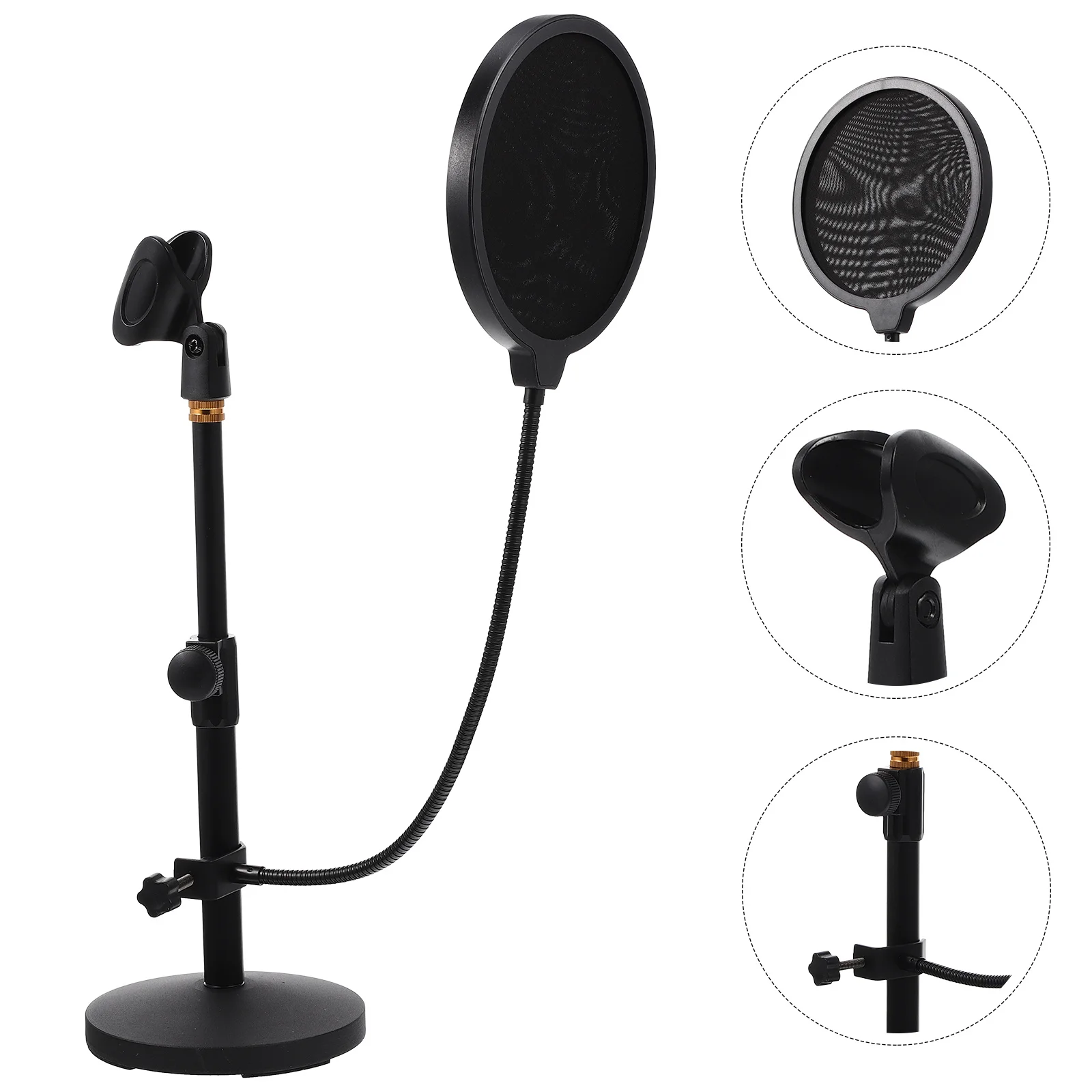 

1Set Desktop Microphone Stand Adjustable Table Mic Bracket Mic Filter for Live Streaming Podcast Home Recording