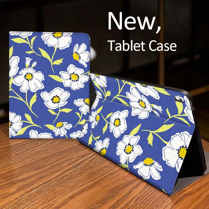 

Blue White Flower Pattern Case For iPad Pro mini Air 1 2 4 3 5 6 7 8gen 9gen 11 M2 M3 M4 6th 7th 10th 11th Gen 2025 Tablet