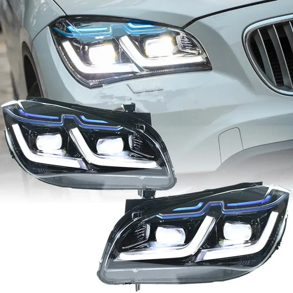 2PCS Car LED Head Lamp for BMW X1 E84 Headlights 2010-2015 New Angel Eye LED DRL Turn Signal Front Light Auto Accessories