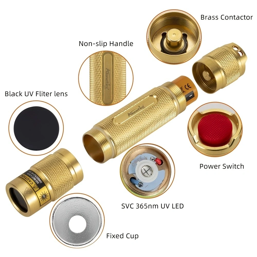 Linterna UV 365 nm luz negra para curado y detección - imagen 2