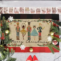 VIKAMA Nutcracker Christmas Mat Home Decor Living Room Bedroom Kitchen Area Carpet Happy Holidays Entrance Door Welcome Mat