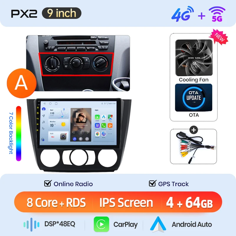 AWESAFE Draadloze CarPlay Android Auto Radio voor BMW 1-serie E87 E81 E82 E88 2004-2011 Plug & Play FM BT RDS DSP GPS Multimedia - afbeelding 1