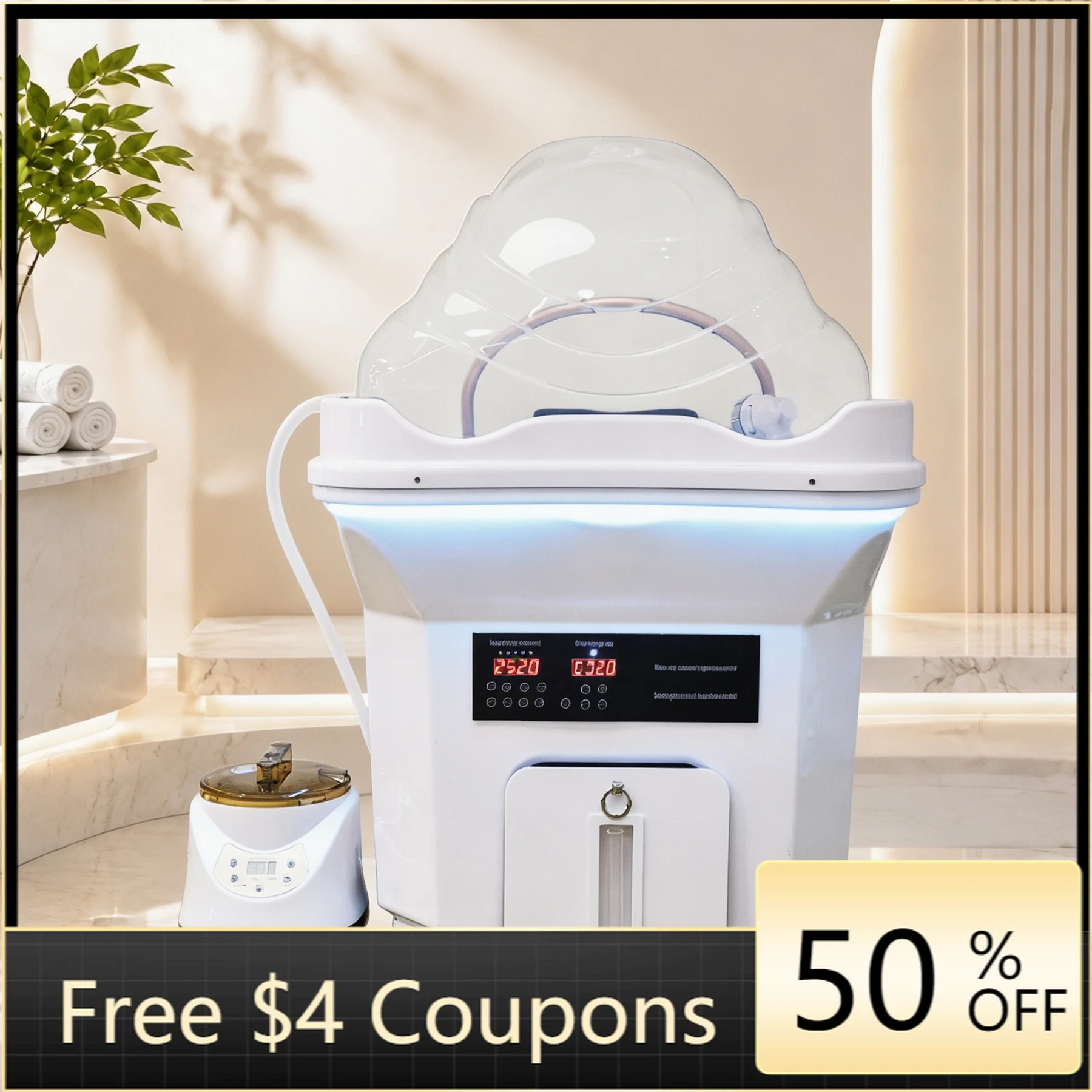 Mobile 60L Water Storage Constant Temperature Circulation Shampoo Basin, No Plumbing Needed Portable Hair Washing Sink for Salon