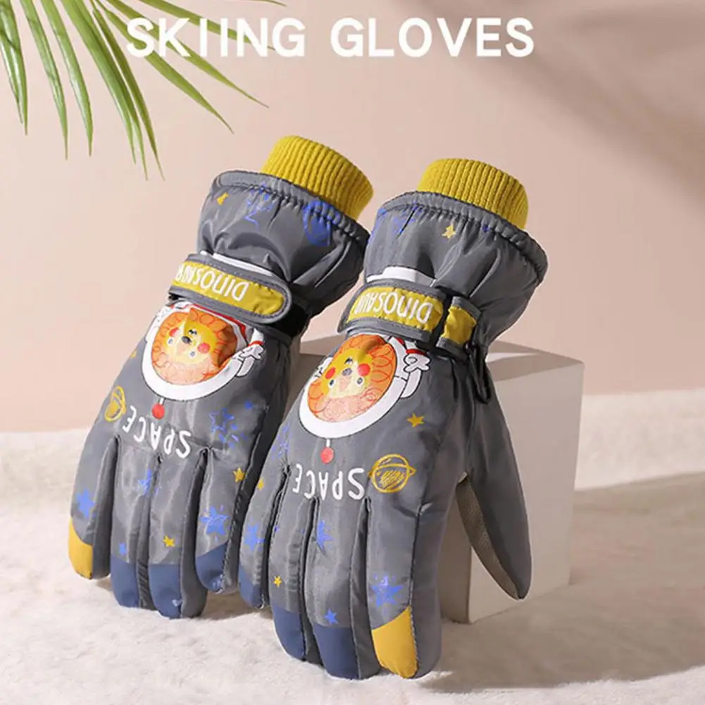 Gants de ski chauds et imperméables avec doublure en peluche douce pour enfant, mitaines idéales pour les jeunes en bas âge, collection hiver