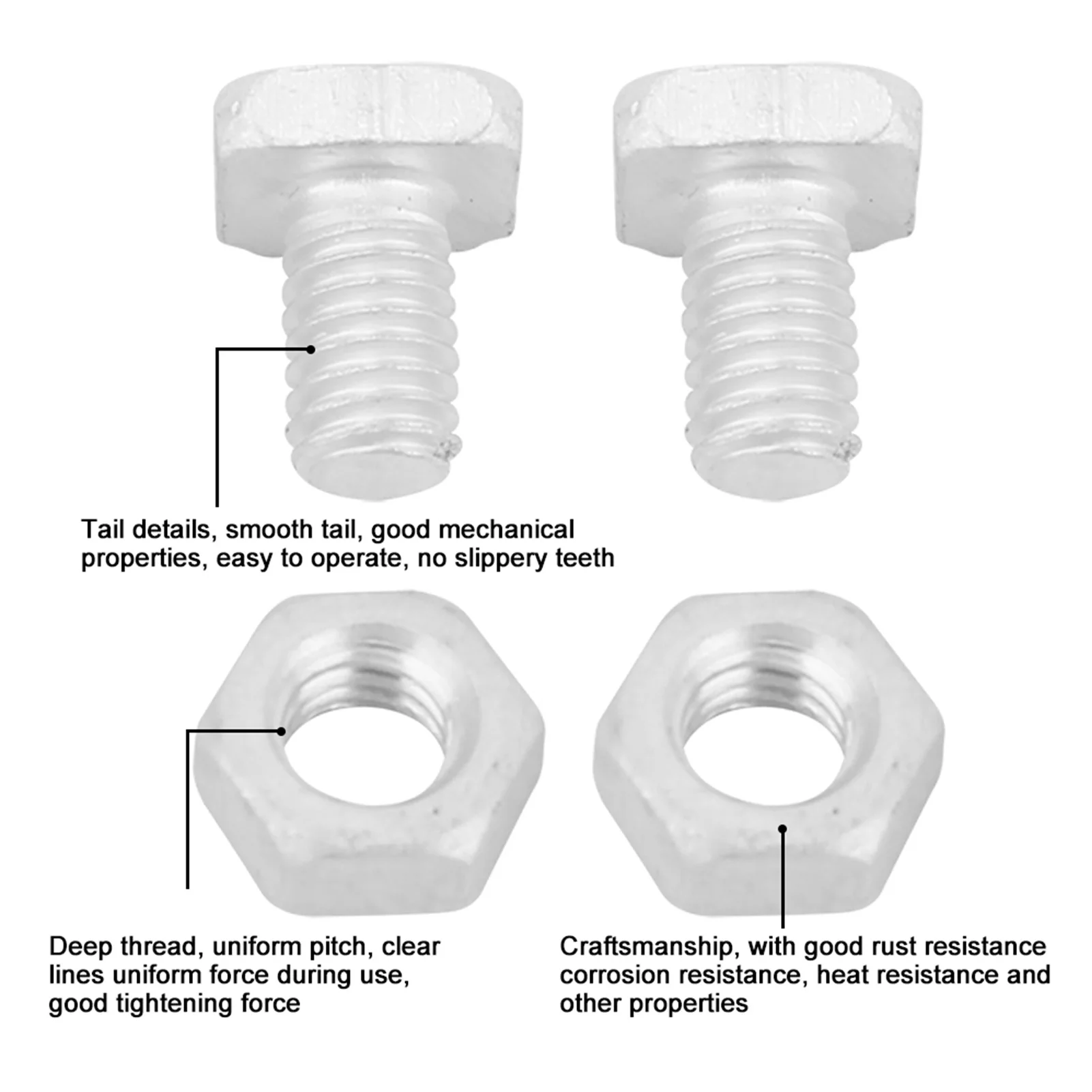 Juego de accesorios de herramientas para invernadero, Tuercas de aluminio de 50 piezas, pernos de 50 piezas