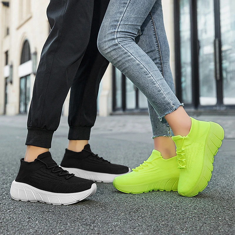 

2026 Fashion Black Running Shoes for Men Socks Sports Shoes Plus Size 46 Breathable Women Slip-on Sneakers Sock Trainers Man