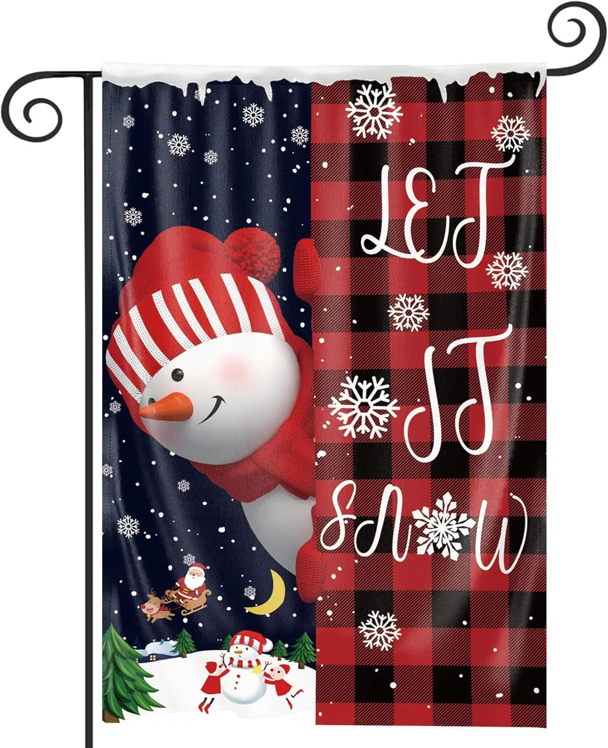 KatchOn, Snowman Let it Snow Flags - 12x18 Inch, Double Sided | Christmas Garden Flags for Outside Christmas Decorations | Buffa