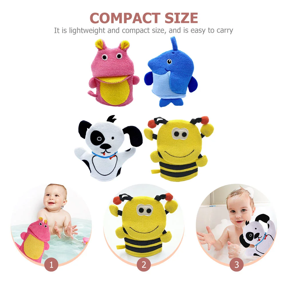 4 Pcs Towel Massage Cartoon Bath Gloves Toddler Sponge for Kids 2500X1900X200CM Composite Shower Mitts