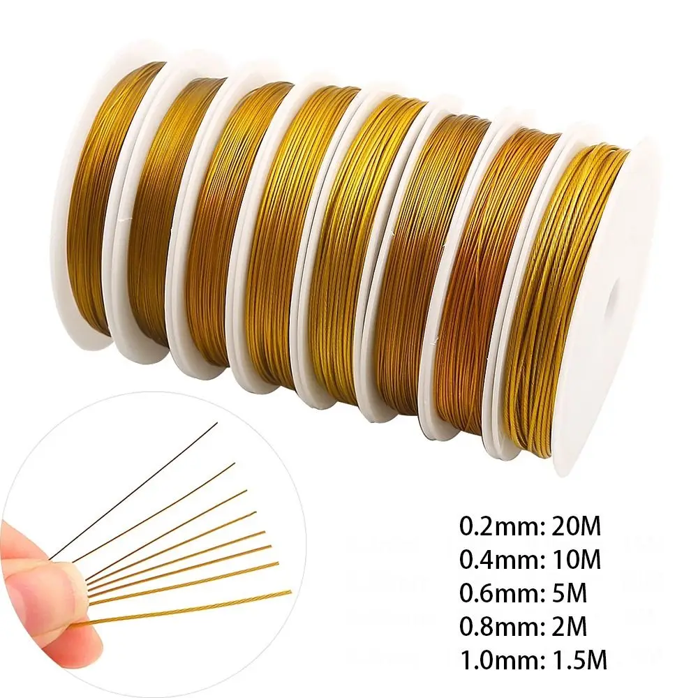 1Roll Gold Silver Brass Copper Wire 0.2/0.4/0.6/0.8/1mm Handmade Crafts Beading Wire Bracelet Necklaces DIY Cord String