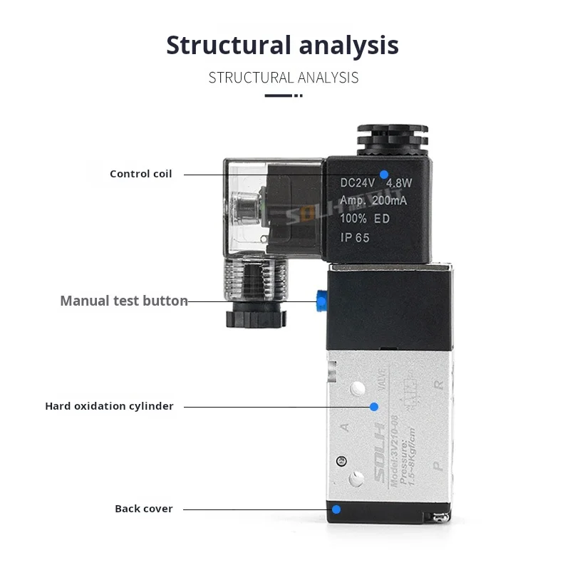 Pneumatic solenoid valve 3V210-08/3V310-10/3V410-15 two-position three-way electromagnetic air change valve