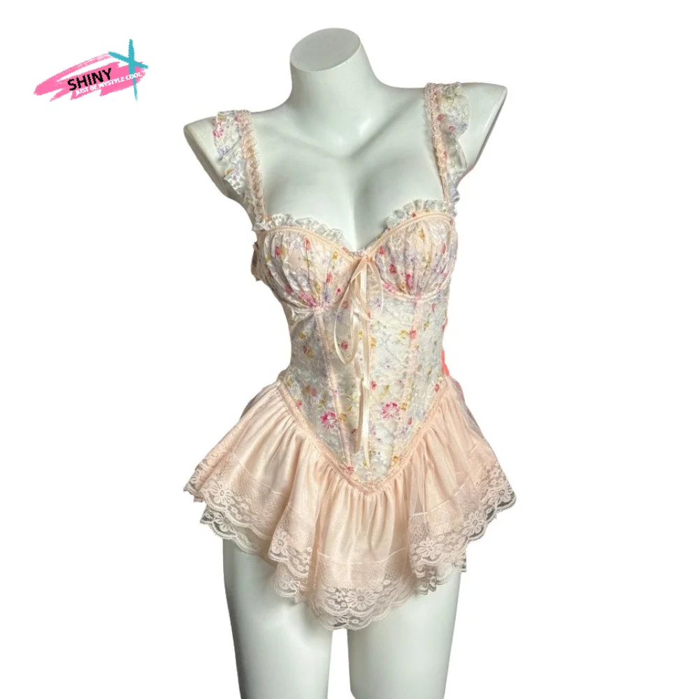 

Удобная тонкая кружевная ночная сорочка с открытой спиной, на шнуровке, без рукавов, домашняя одежда с подкладкой на груди, пижама для женщин