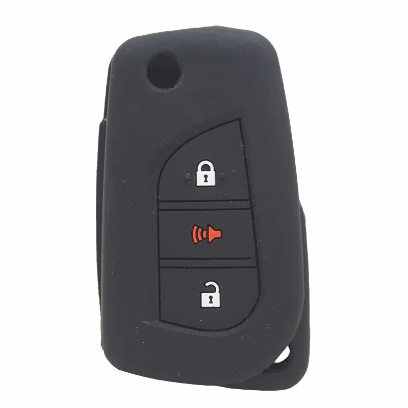 Xinyuexin Silicone key fob cover case for Toyota Hilux Corolla avensis Prado Fortuner RAV4 folding flip 3 button Remote Protect