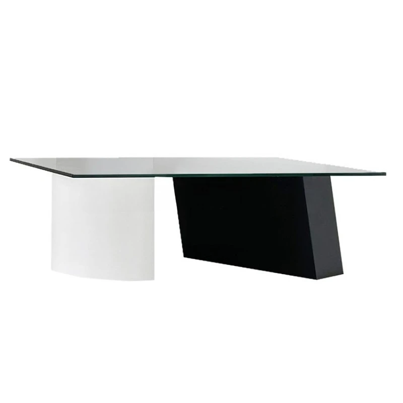 

Black and white with simple rectangular living room coffee table tempered glass household high-end small apartment coffee table