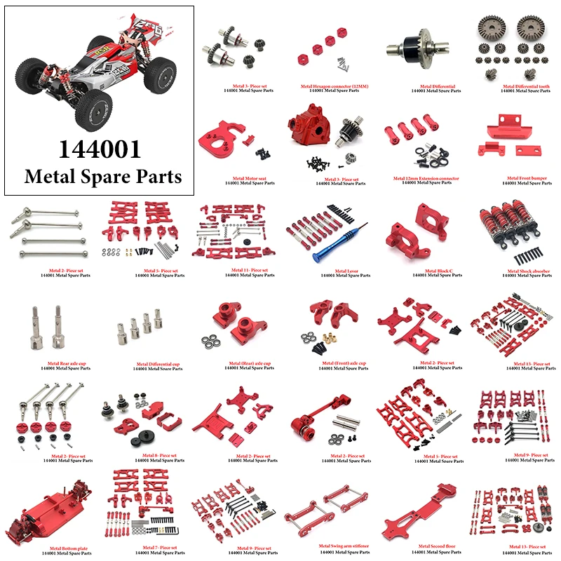 

WLtoys 1/14 Red 144001 144010 144002 124017 124019 RC Car Metal Upgrade Parts Collection Car Accessories Rc Crawler Parts