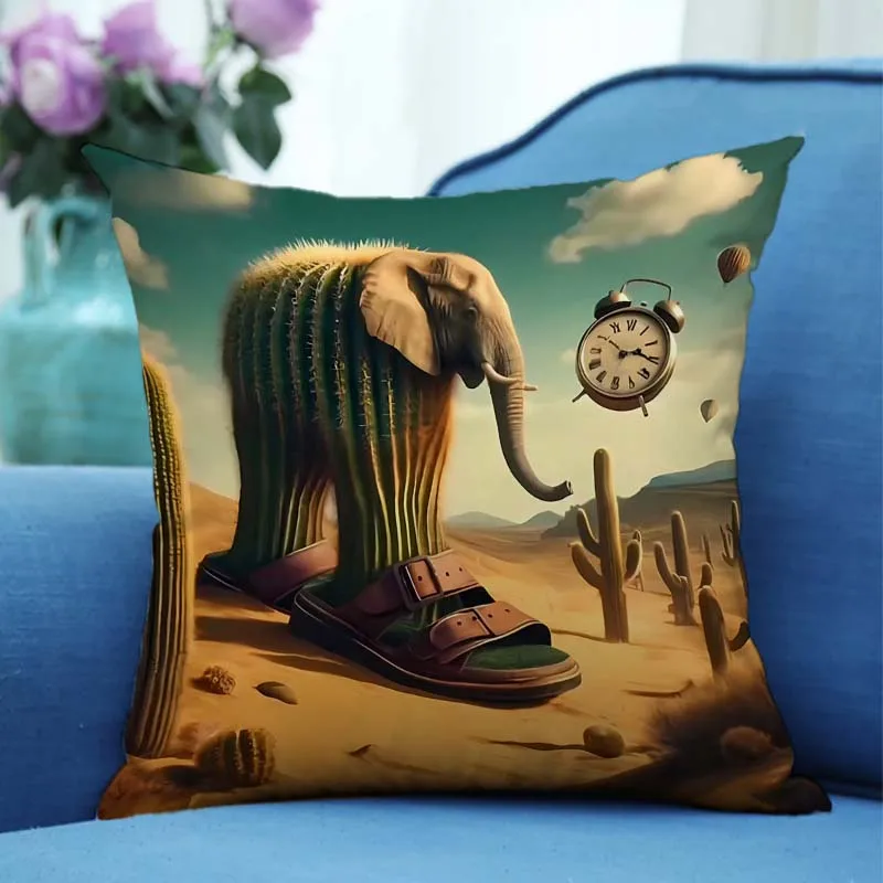 Funda de almohada italiana Brainrot Anime Tung Tung Sahur funda de cojín divertida Meme dibujos animados decoración del hogar 45x45cm funda de almohada regalo
