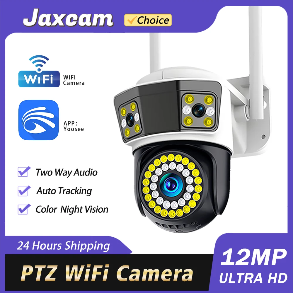 

6K12MP HD YOOSEE Outdoor WiFi Three Screens PTZ IP Camera Auto Tracking CCTV Security Protection Video Surveillance Camera