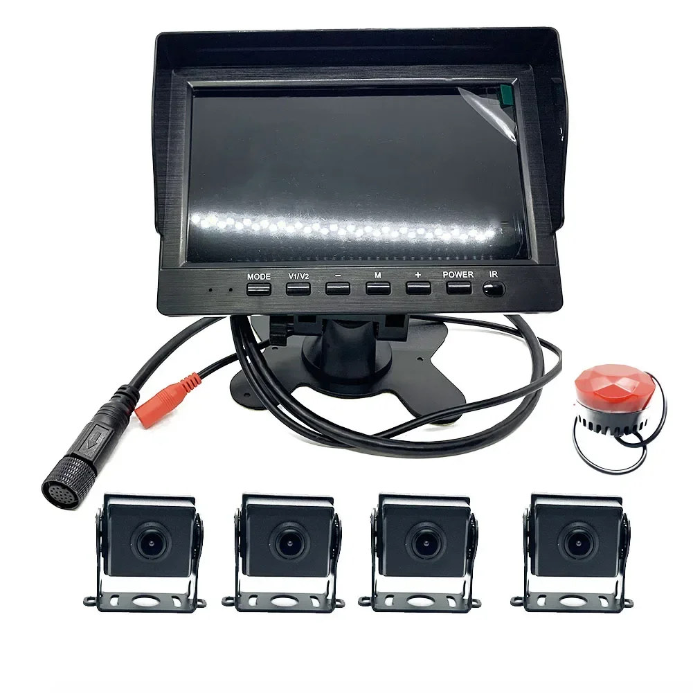 7 inch BSD AI camera radar detector light alarm AHD High Definition splitter Screen with 2 1080P AHD Camera -Complete System