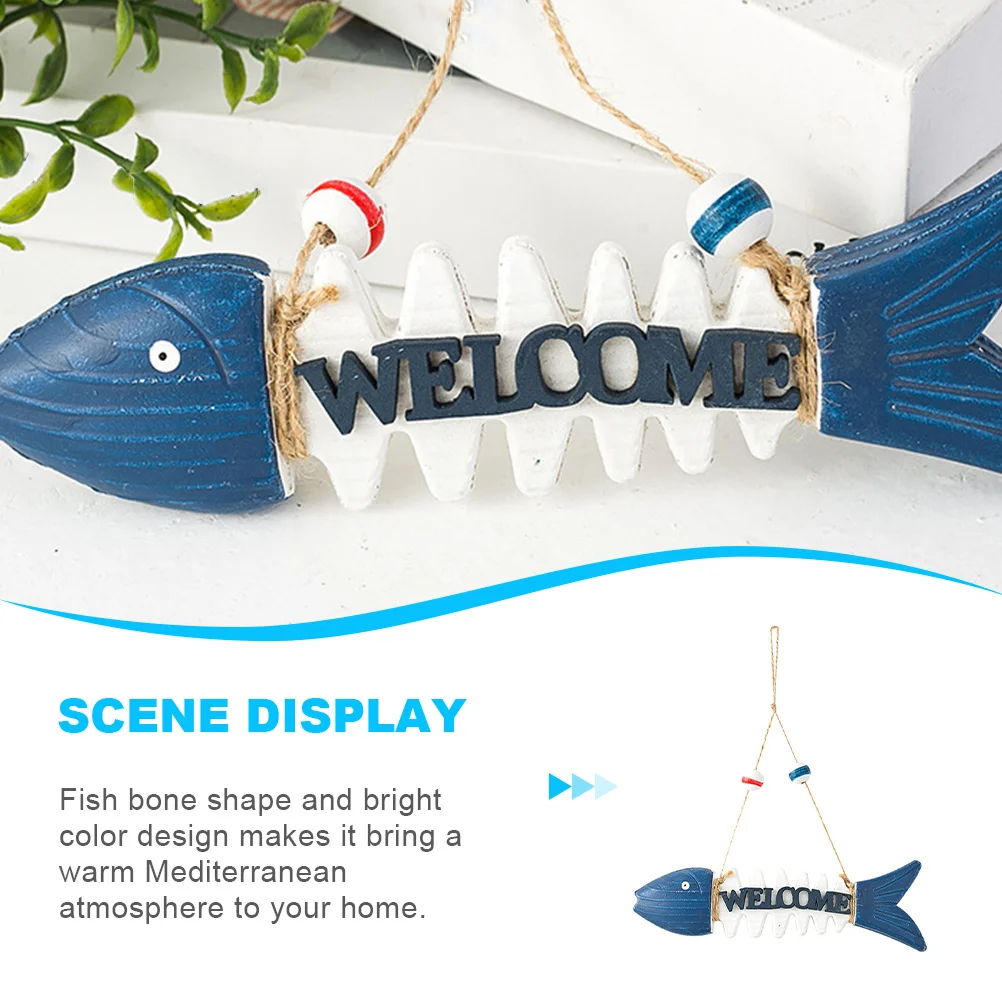 

1pc Wooden Fish-Bone Decor Hanging Sign Mediterranean Style Wall Art For Home Office Cafe Nautical Wall Decor Party Decoration
